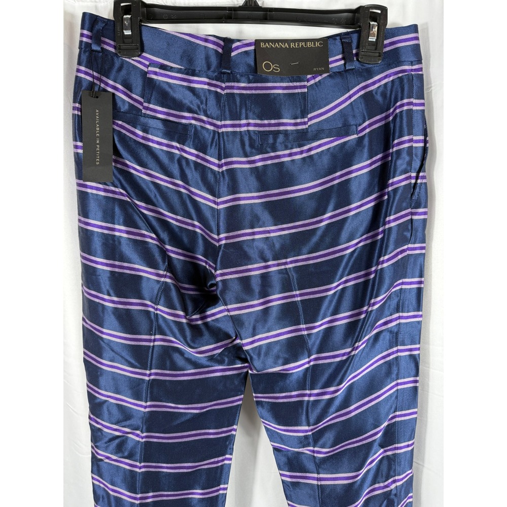 Banana Republic Ryan OS Navy Purple Striped Slim Fit Mid Rise Pants NWT - Picture 5 of 8